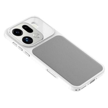 Imagem de HAOMRIYL Capa para Oppo Find X9/X9pro, capa de couro PC de cor de emenda rígida à prova de choque fina proteção anti-impressão digital, cinza, X9Pro