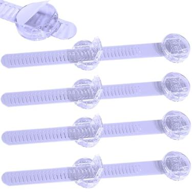 Imagem de Bstsilver Pacote com 4 travas de porta de animais de estimação para gatos, alça ajustável para porta de gato, mantenha o cão fora da caixa de areia, trava de geladeira, à prova de bebês, para armário