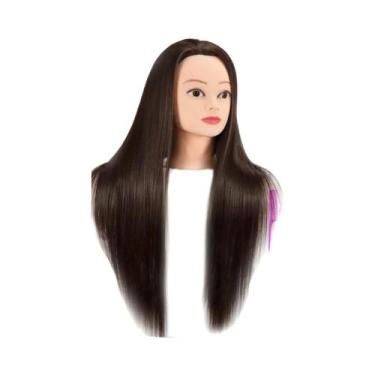 Imagem de Cabeça De Manequim De Cabelo Sintético Para Treinamento De Cabeleireir