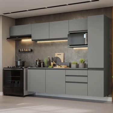 Imagem de Armário De Cozinha Completa 300cm Suspensa Cinza Nice Madesa 10 Cinza