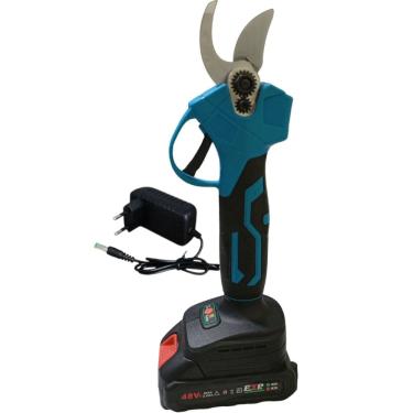 Imagem de Tesoura Eletrica Corta Galho Planta Arvore Horta Podador Jadim Sem Fio Bateria Recarregavel Portatil 