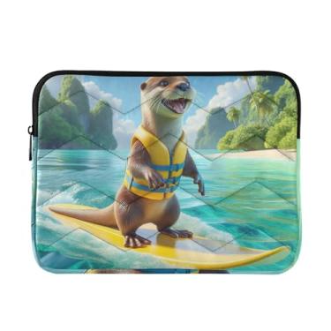 Imagem de Capas de computador para laptops capa de dispositivo eletrônico portátil Happy Otter Surfing à prova de choque capa protetora para notebook
