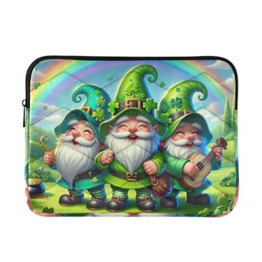 Imagem de Capa protetora para notebook com gnomos arco-íris verde à prova de choque durável bolsa de transporte de computador, 15-15,6 polegadas