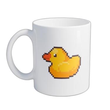 Imagem de Caneca Xícara de Café Porcelana 300ml Pato de Borracha Pixel Art
