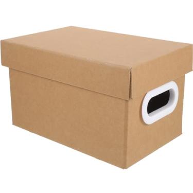 Imagem de STOBAZA Caixa de armazenamento de papel kraft de grande capacidade, organizador diversificado, tampas de caixa de arquivos para escritório, casa, produtos de beleza