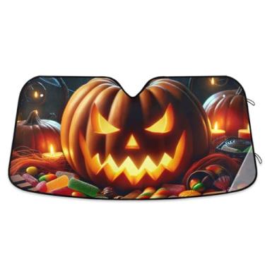Imagem de Balas de abóbora de Halloween para carro, para-brisa bloqueiam o calor e os raios UV protegem seu carro