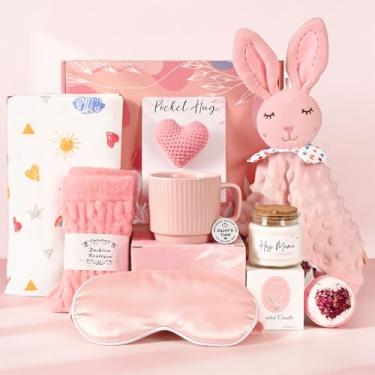 Imagem de YHRJWN Presentes New Mom para mulheres, 11 peças, novo pacote de cuidados com a mamãe após o bebê, cesta de caneca de café para o dia das mães de Natal