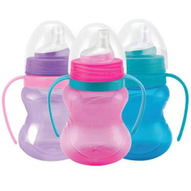 Imagem de Copo Treinamento 240ml Bico Silicone Antivazamento com Alça Liso  Peti