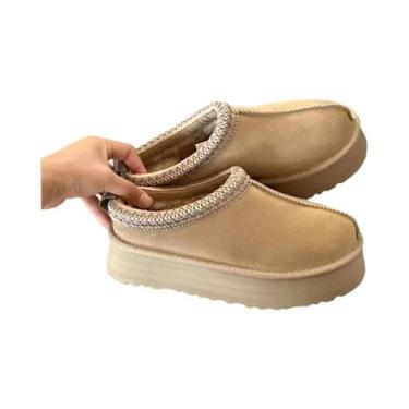 Imagem de Botas De Inverno Ultra Mini Plataforma Femininas Em Couro Suede Com Fo