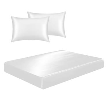 Imagem de Jogo De Lençol Casal Queen Cetim Seda Cinza Brilho 3 Peças