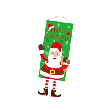 Imagem de Baoblaze Faixa de Feliz Natal 110cm x 40cm Decoração de Festa Fácil de Pendurar Faixa de Natal para Porta Placa para Pendurar na Porta da Jardim Casa, Papai Noel