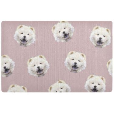 Imagem de Capacho de cachorro personalizado Chow Chow tapete engraçado para varanda frontal tapete absorvente lamacento tapetes grandes laváveis para entrada interna 81 cm x 50 cm