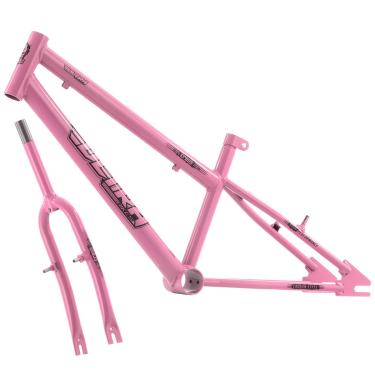 Imagem de Quadro Com Garfo em Aço Carbono Bicicleta Ultra Bike Rebaixado Aro 20 Rosa Bebê