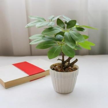 Imagem de Planta artificial em vaso – bonsai de vegetação sintética, decoração criativa para casa, planta falsa para sala de estar e mesa de escritório (verde3)