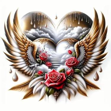 Imagem de ARPADAMO Kits de arte de diamante para adultos, pintura de diamante 5D Dia dos Namorados DIY Wing Diamond Art Kits de pintura de diamante para adultos, diamantes redondos completos, kits de arte de