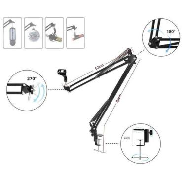 Imagem de Pedestal Articulado,Haste P/Microfone P120,P220,At2020,C1 - Aj Som Ace