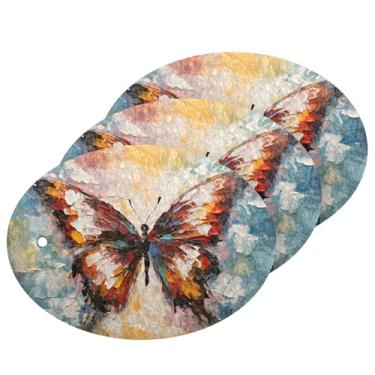 Imagem de CEBUGI Esponjas de limpeza que não arranham, pacote com 3 esponjas de cozinha para lavar pratos, materiais de limpeza para cozinha, banheiro, casa de banho (pintura a óleo borboleta escura)