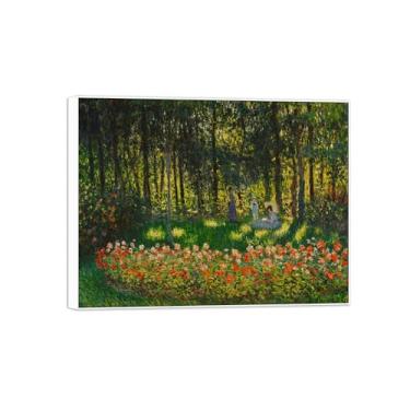 Imagem de BMZFYBS Claude Monet Famosas Impressões em tela de parede prontas para pendurar - Pintura com moldura branca para decoração de sala de estar 70 x 90 cm 27 x 35 pol