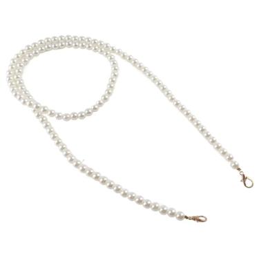 Imagem de GLOGLOW Outros Pacotes de Acessórios e Acessórios Bolsas, Substituição de Corrente de Pérola Artificial, 43,30 pol., Fechos Dourados, Acessório de Bolsa Elegante Alça de Alça de Pérola para Nan (10mm)