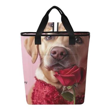 Imagem de Joitme Lancheiras femininas para o trabalho adorável labrador rosa impressão mochila isolada impermeável 36 latas mochila tote com isolamento macio para viagens