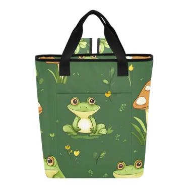 Imagem de Joitme Sacolas térmicas fofas de sapos de desenho animado com alça de estudo 36 latas lancheira para mulheres 34 x 15 x 40 cm