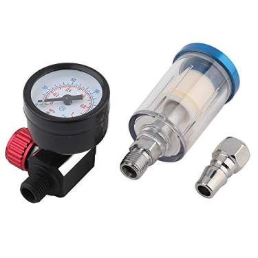 Imagem de Fafeicy Regulador de Pressão de Entrada de Ar de 1/4 pol., Filtro Compacto, Coletor de água Em Linha para Pistolas de Pulverização, 0-140 PSI, Repintura Automotiva, Construção