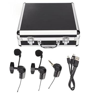 Imagem de Mbeysaq Microfone de instrumento sem fio otimizado para chifres, trompetes e saxofones. Tecnologia UHF com design de pescoço de ganso condensador cardioide garante qualidade de som superior e