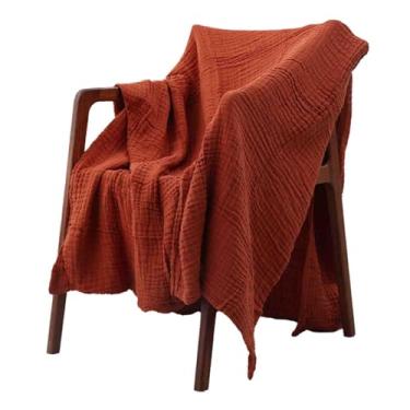 Imagem de Cobertor para cobertores e mantas de cama feminino masculino adulto longo duplo solteiro para sofá algodão 6 camadas gaze quente macio confortável primavera verão outono (vermelho, 150 x 200 cm)