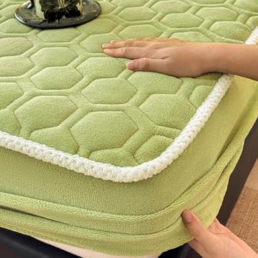 Imagem de Capa de colchão acolchoada, lençóis, protetor de colchão elástico, bolso profundo, lavável, fácil manutenção, para cama de casa e hotel - verde | 90 * 200 cm