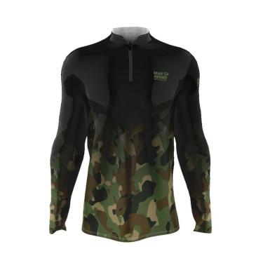 Imagem de Camisa de Pesca Proteção Solar UV Camuflado Degrade 2021 - Mar Negro-Unissex