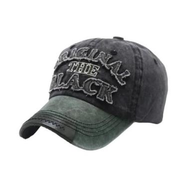 Imagem de Boné De Beisebol Vintage Preto Unissex Em Algodão Lavado Com Bordado D