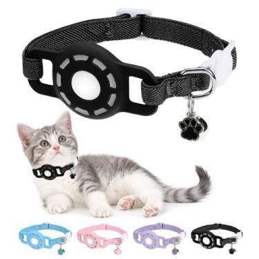 Imagem de DILLYBUD Coleira para gatos AirTag, coleira elástica para rastreador de gatos com suporte Apple Air Tag para meninos e meninas, coleiras elásticas de rastreamento GPS para gatinhos e filhotes