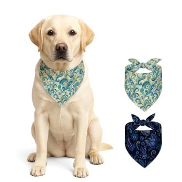 Imagem de HOMETITUTE Pacote com 2 bandanas para cães, dupla camada, reversível, cachecol, paisley, floral, conjunto de bandana para cães, roupas e acessórios para pequenos e médios e grandes meninos e meninas