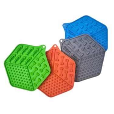 Imagem de Tapete de Lamber para Cachorro e Gato, Comedouro Lento para Pet, Tapete de Silicone para PET, Auxilia na Ansiedade e Estresse, Saúde e Bem Estar Animal (Azul, Único)