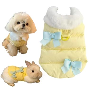 Imagem de Roupas de coelho para animais de estimação, suéter de gravata borboleta para filhotes, roupas de colete fofas e quentes, adequadas para coelhos, filhotes, gatinhos, furões, porquinhos-da-índia e