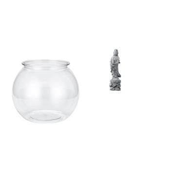 Imagem de Whtkoph Vaso em Formato de Aquário com Estátua de Pedra de Guan Yin, Ornamento Feng Shui para Quarto, Sala de Estar, Mesa de Trabalho, Decoração de Casa, Peça