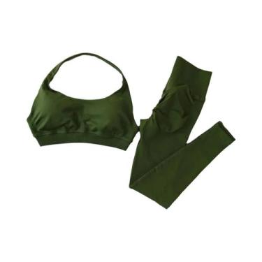 Imagem de Conjunto De Yoga Feminino De Cintura Alta Com Sutiãs De Fitness Para C