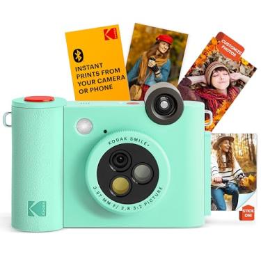 Imagem de KODAK Smile+ Câmera de impressão instantânea digital 2 em 1 e impressora fotográfica Bluetooth sem fio - 10 MP, lente rotativa de efeito especial, fotos adesivas Zink 5 x 7.6 cm, impressão via