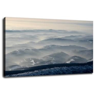 Imagem de Clouds Poster Sunrise Impressão em tela arte de parede horizonte legal para casa 1 painéis decorações com moldura 30.5 cm x 20.3 cm