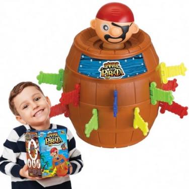 Imagem de Jogo Pula Pirata Grande Barrel Pirate | Pirata do Barril com Espadas | Brinquedo Educativo de Habilidade e Concentração, Lúdico | Diversão para Crianças e Família | 2 a 4 Jogadores | +6 Anos