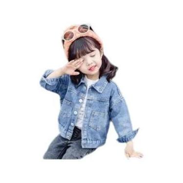 Imagem de Jaqueta De Jeans Para Meninas Primavera Outono Casaco Infantil Doce Pr