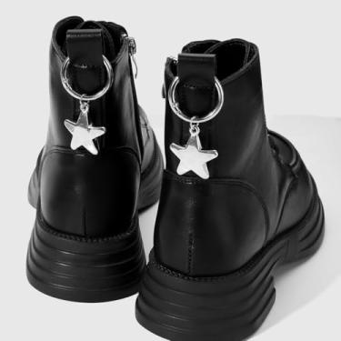 Imagem de 2 peças de pingentes de sapatos decorativos com estrelas Y2k retrô punk tendência prata pingente, Medium, Plástico, Sem Pedra Preciosa