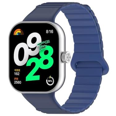 Imagem de HEPUP Cinta magnética de silicone para relógio Redmi 4 acessórios Substituição Smart Watch Band Wrist Soft Sport Sport Bracelet para Miband 8Pro Watchbands(Dark Blue,For Redmi Watch 4)