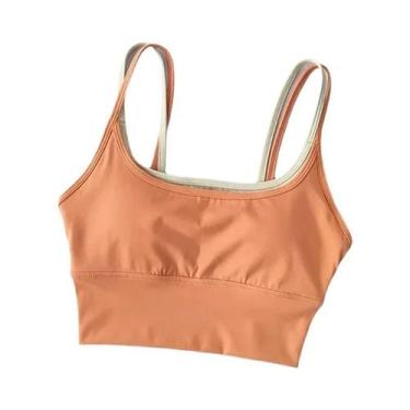 Imagem de Sutiã Esportivo Feminino Com Bloco De Cores E Alças Para Yoga, Camisol