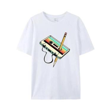 Imagem de Camiseta Retrô Vintage Anos 80 Unissex Com Estampa De Fita Cassete E M
