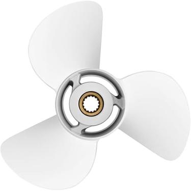 Imagem de Meruzue Hélice de popa de alumínio Yamaha de 13 3/4 x 15 de atualização OEM compatível com motores Yamaha T50/60/T60/70/F70/F75/85/90/F90/115/F115/130 HP, 15 dentes estriados, 3 lâminas, RH
