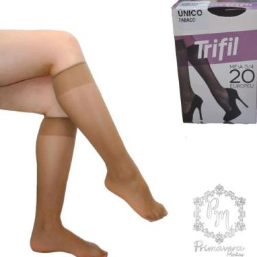 Imagem de Meia Feminina 3/4 Trifil Fio 20 Europeu, Tabaco, Único