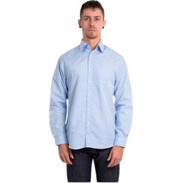 Imagem de Camisa Social Casual Xadrez Mangas Longas Azul Claro - Fardas Express,