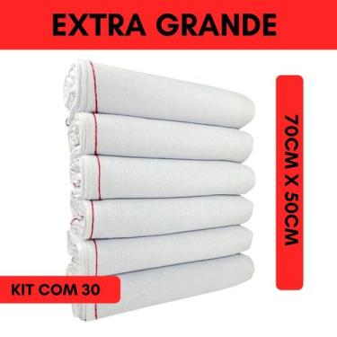 Imagem de Kit 30 Pano De Chão Extra Grande Branco Saco Grosso 70x50 - DRK