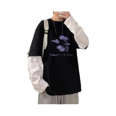 Imagem de Camiseta Masculina Oversized Y2K Anime Casual De Manga Longa Harajuku 